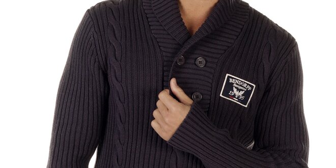 Pánsky hnedý sveter s vrkočovým vzorom Bendorff