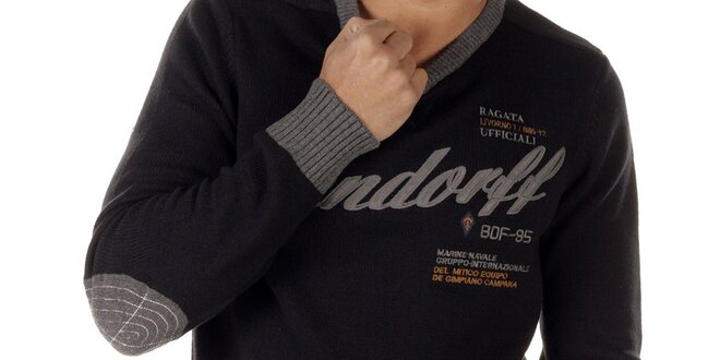 Pánsky sveter s nápismi a kontrastnými lemami Bendorff