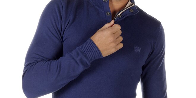 Pánsky modrý sveter so zipsom Bendorff
