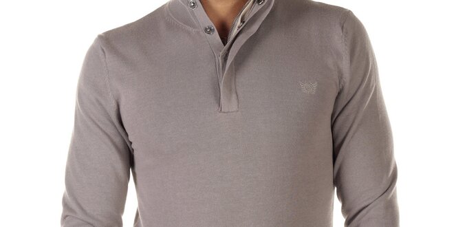 Pánsky šedohnedý sveter so zipsom Bendorff