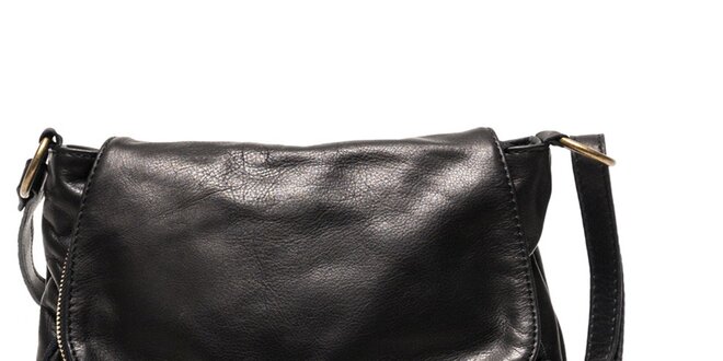 Dámska kožená kabelka cez rameno v čiernej farbe Luisa Vannini