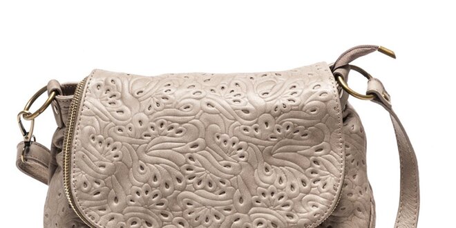 Dámska svetlá kožená kabelka so vzorom Luisa Vannini