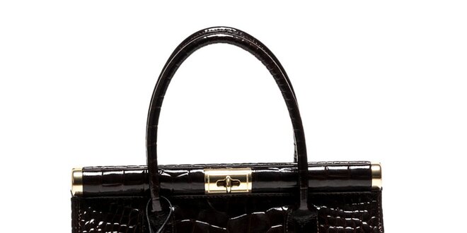 Dámska tmavo hnedá kabelka so zámčekom Luisa Vannini