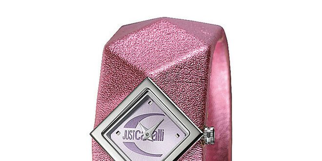 Dámske ružové oceľové náramkové hodinky Just Cavalli s pyramídkami