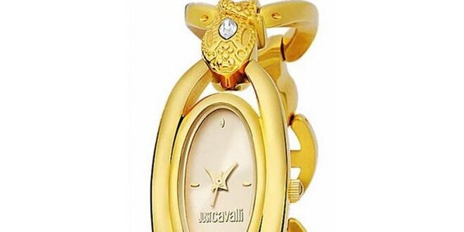 Dámske náramkové hodinky Just Cavalli s oválnym ciferníkom v zlatej farbe