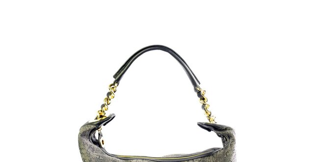 Dámska šedá kabelka so vzorom a zlatými detailmi Just Cavalli