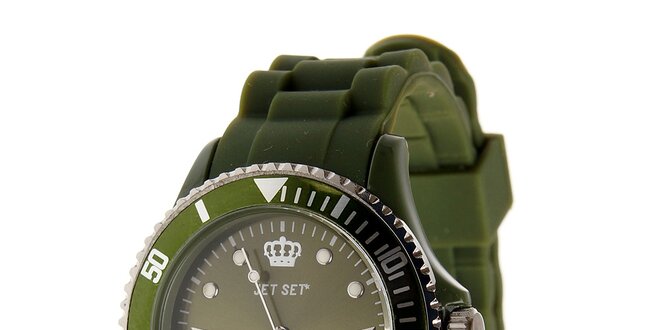 Tmavo zelené hodinky Jet Set s pryžovým remienkom