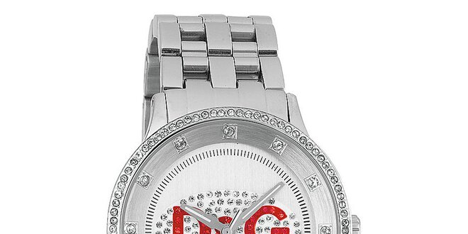 Dámske hodinky z nerezovej ocele s červeným logom Dolce & Gabbana