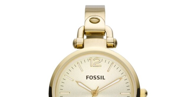 Dámske guľaté pozlátené hodinky Fossil