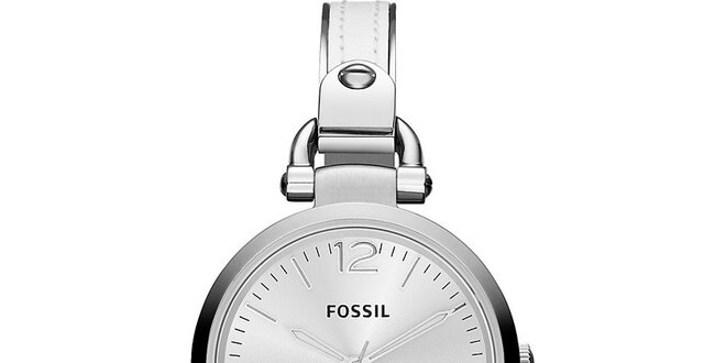 Dámske guľaté strieborné hodinky Fossil