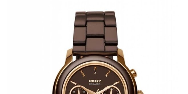 Dámske hnedé keramické hodinky DKNY