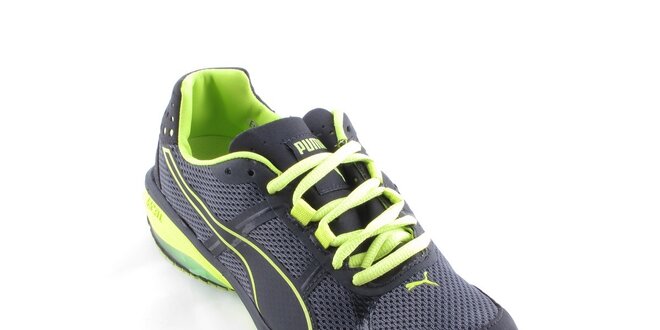 Dámske čierne běžecké boty Puma so zelenými detailami