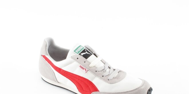 Pánske biele tenisky Puma s červenými a šedivými detailami