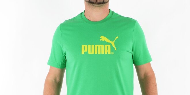 Pánske zelené tričko Puma so žltým logom