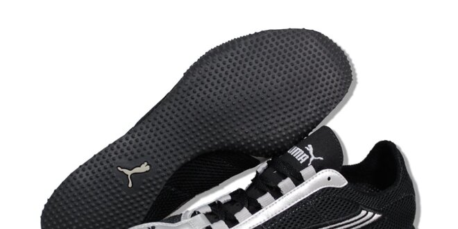 Dámske čierne běžecké boty Puma so striebornými detailami