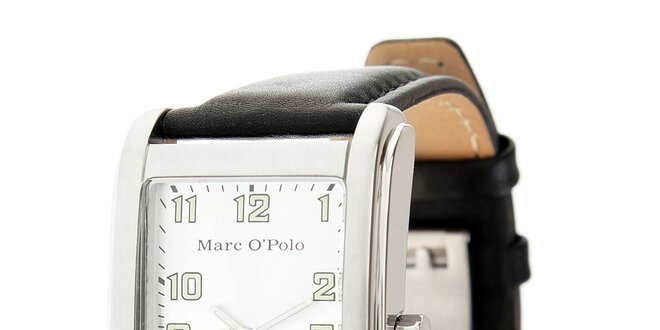 Pánske náramkové hodinky Marc O´Polo s čiernym koženým remienkom