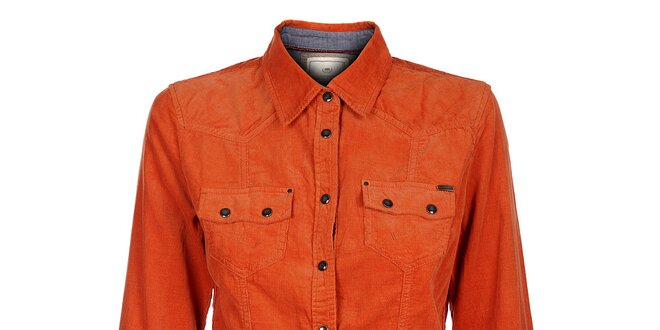 Dámska oranžová menčestrová košeľa Timeout
