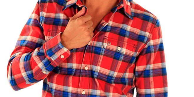Pánska červenomodro kockovaná košeľa New Caro