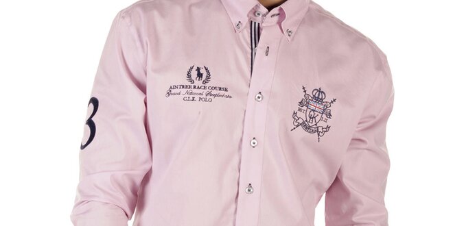 Pánska ružová košeľa s výšivkami CLK
