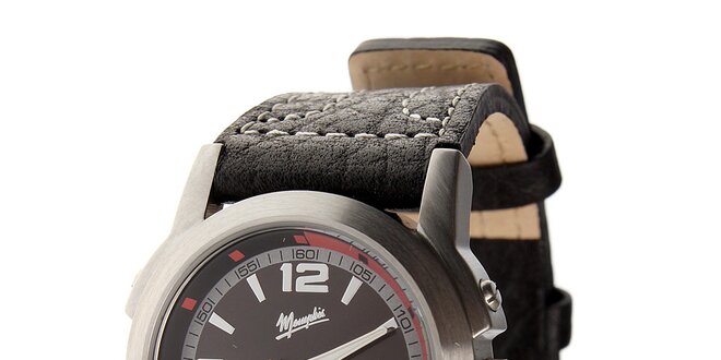Dámske oceľové hodinky Memphis s čiernym koženým remienkom