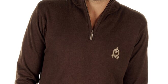 Pánsky tmavo olivový sveter s rolákom CLK