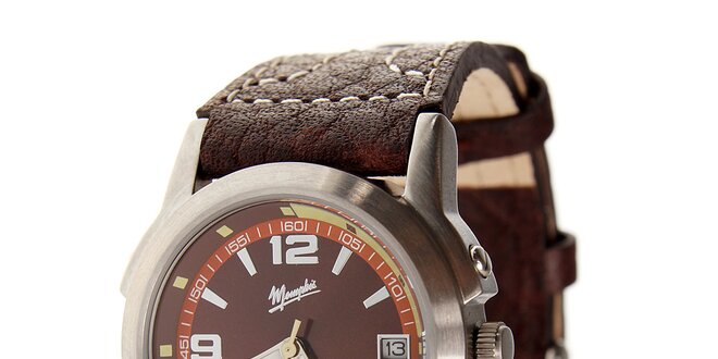 Dámske oceľové hodinky Memphis s hnedým koženým remienkom