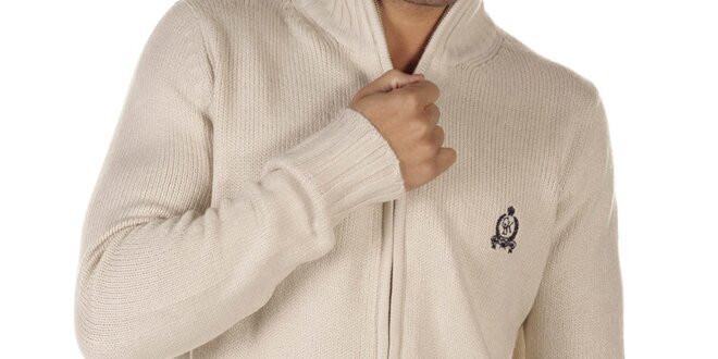 Pánsky krémový sveter so zipsom CLK