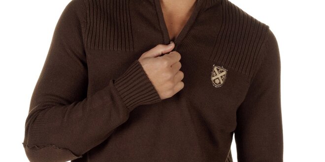 Pánsky tmavo olivový sveter s rolákom na zips CLK