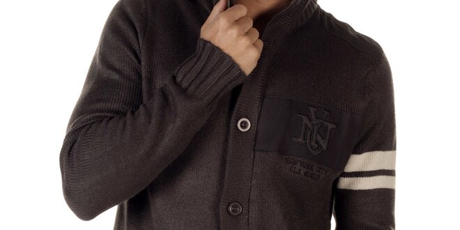 Pánsky antracitovo šedý sveter s límcom CLK