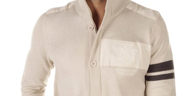 Pánsky krémovo biely sveter s límcom CLK