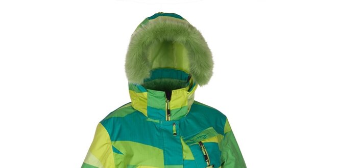 Dámska zelená funkčná zimná bunda s kožušinou Envy