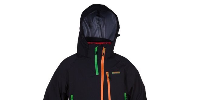 Pánska čierna lyžiarska bunda s farebnými zipsami Envy