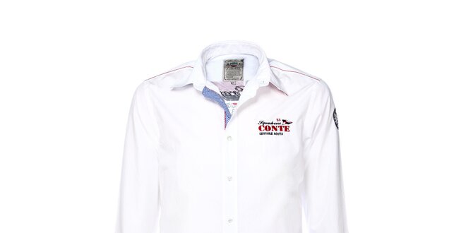 Pánska biela košeľa s výšivkou M. Conte