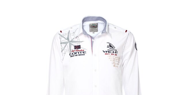 Pánska biela košeľa s jachtárskymi motívmi M. Conte