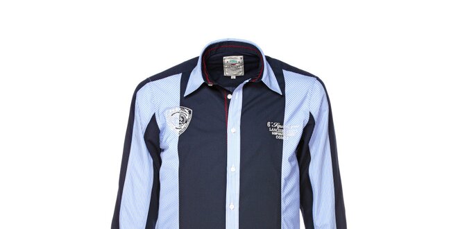 Pánska modrá košeľa s farebnými kontrastmi M. Conte
