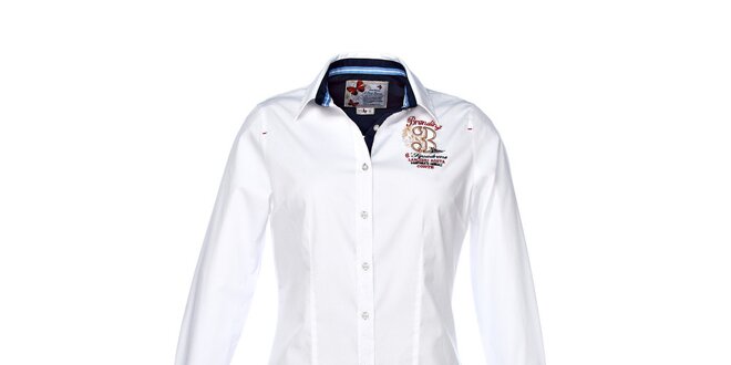 Dámska biela košeľa s prehnutým strihom M. Conte