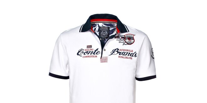 Pánske biele polo tričko s výšivkou M.Conte