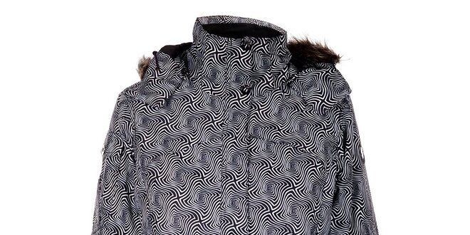 Dámska čierna zimná bunda Trimm Nessa s kožúškom a potlačou
