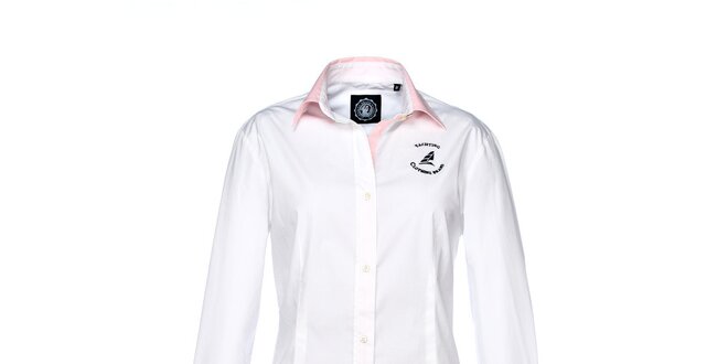 Dámska biela košeľa s ružovými manžetami M. Conte