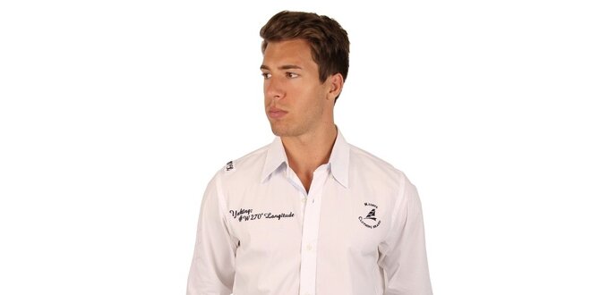 Pánska biela košeľa s nášivkami s motívom jachtingu M. Conte
