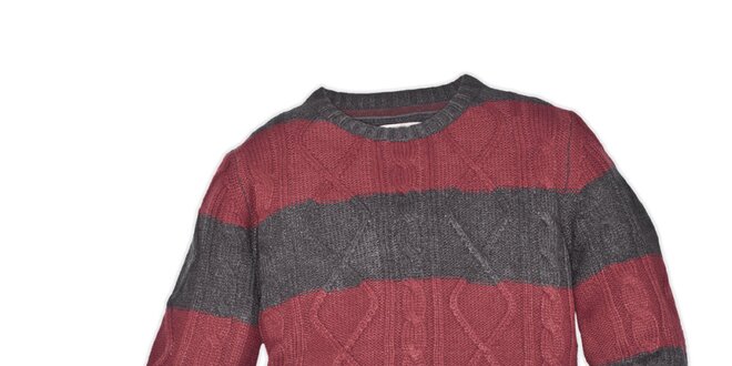 Pánsky červenošedo pruhovaný sveter 98-86