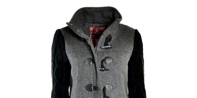 Dámsky šedý kabát s pletenými rukávmi Urban Surface