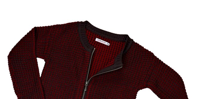 Dámsky červenošedý sveter na zips Sublevel