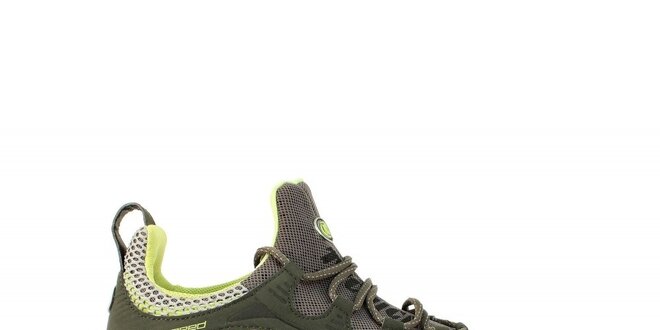 Pánske khaki nízke topánky s neonovými detailmi Tecnica