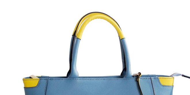 Dámska modrá kožená kabelka so žltými prvkami Belle & Bloom