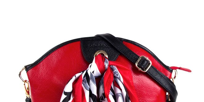 Dámska červená kožená kabelka so šatkou Belle & Bloom