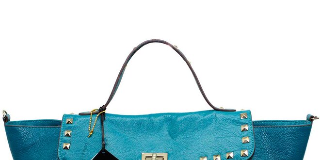 Dámska modrá kožená kabelka s flitrami Belle & Bloom