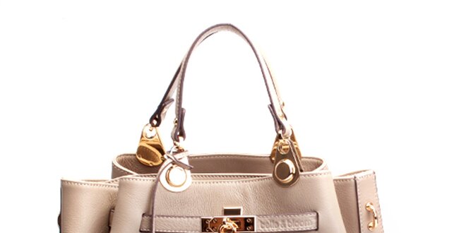 Dámska béžová kožená kabelka so zámočkom Belle & Bloom
