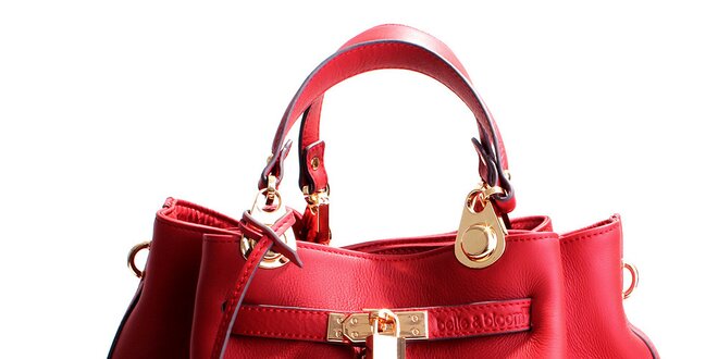 Dámska červená kožená kabelka so zámočkom Belle & Bloom