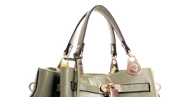 Dámska zelená kožená kabelka so zámočkom Belle & Bloom